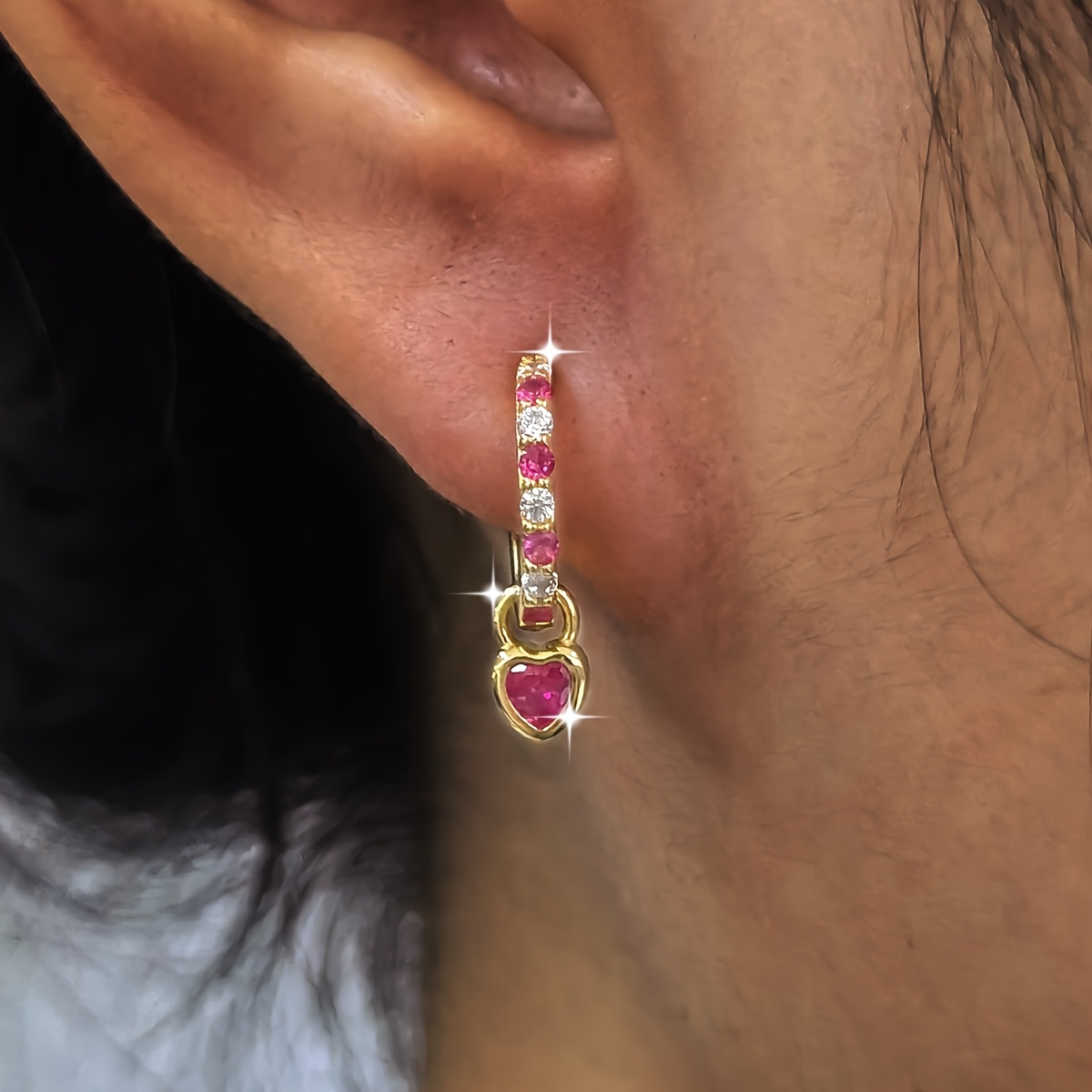 Heart Shaped Colorful Zirconia Earrings - Sterling Silver Jewelry Gift